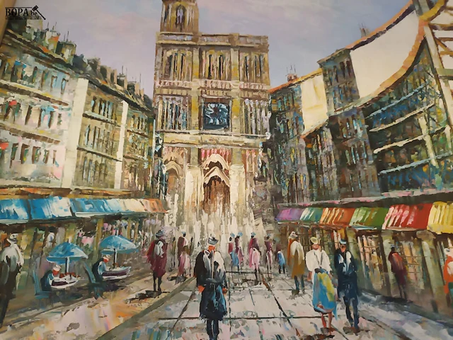 Lot 457 - schilderij winkelstraat - afbeelding 2 van  3