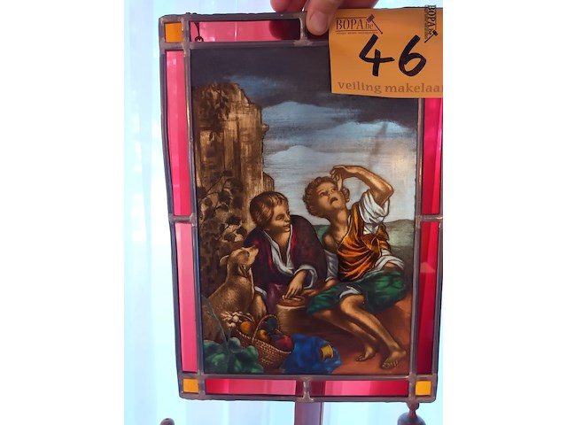 Lot 46 - glas in lood. 2 stuks - afbeelding 3 van  3