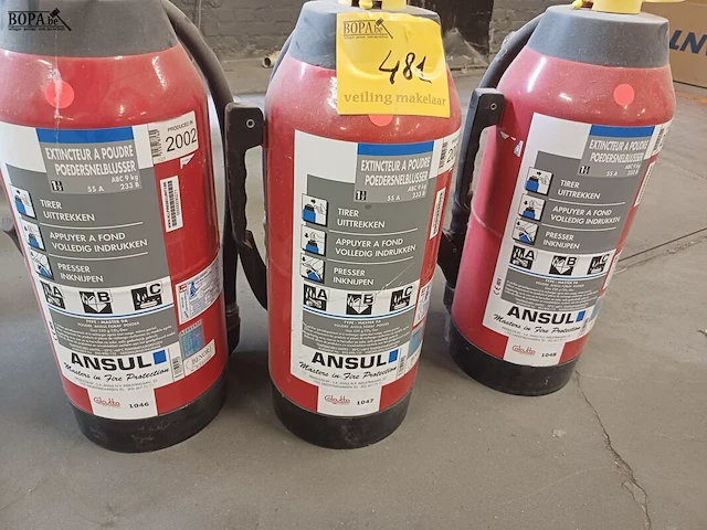 Lot 481 - poedersnelblusser 9 kg. 3 stuks - afbeelding 3 van  3