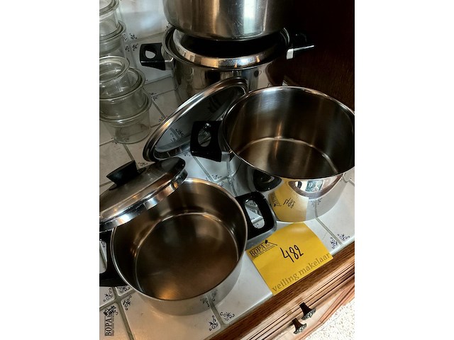 Lot 482 - roestvrij stalen kookpotten, 4 stuks - afbeelding 2 van  4