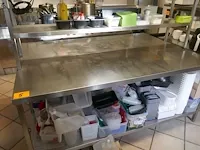 Lot 5 - dubbele rvs werktafel met bodemschap + rek - afbeelding 3 van  4
