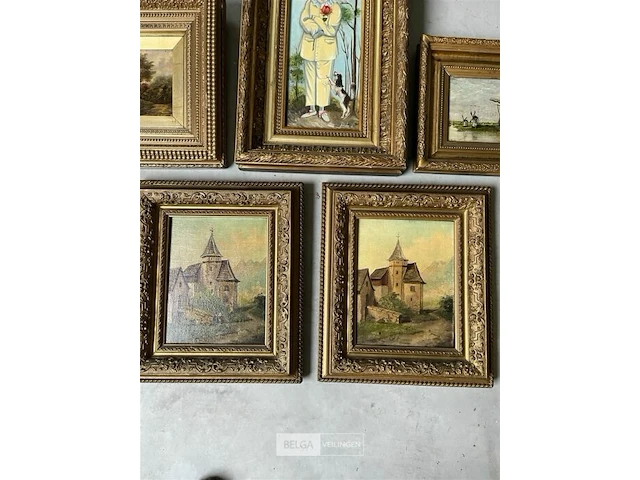 Lot 5 kleine schilderijen - verschillende kunstenaars - - afbeelding 3 van  8