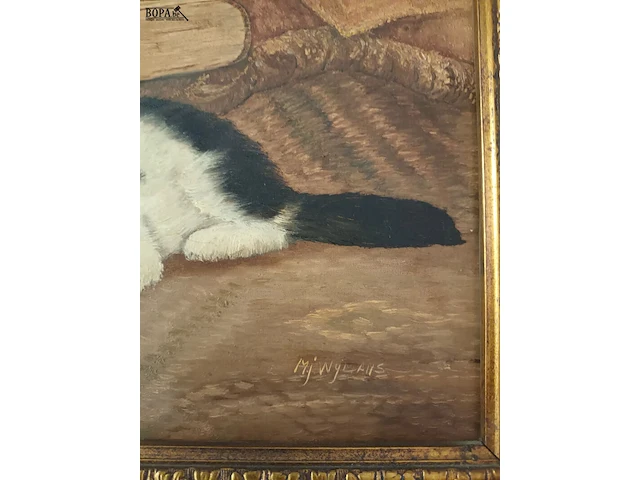 Lot 566 - schilderij met poezen - afbeelding 3 van  6