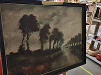 Lot 59 - landschapsschilderij olieverf op doek get emile lammers - afbeelding 1 van  4