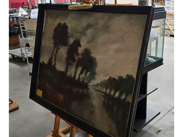 Lot 59 - landschapsschilderij olieverf op doek get emile lammers - afbeelding 4 van  4