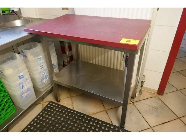 Lot 6 - rvs slagerij werktafel - afbeelding 1 van  3