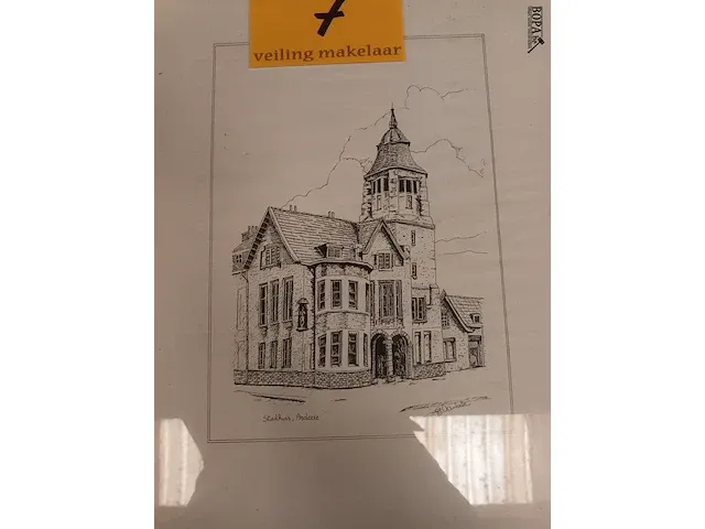 Lot 7 - kader met pentekening. 2 stuks - afbeelding 3 van  3