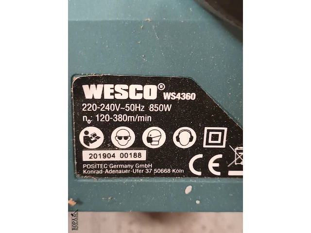 Lot 78 - bandschuurmachine wesco - afbeelding 4 van  4