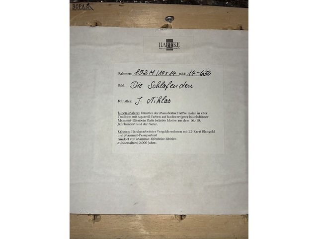Lot 78 - kader 'die schlafenden' van j. niklas, bladgoud, kunsthandwe - afbeelding 3 van  3