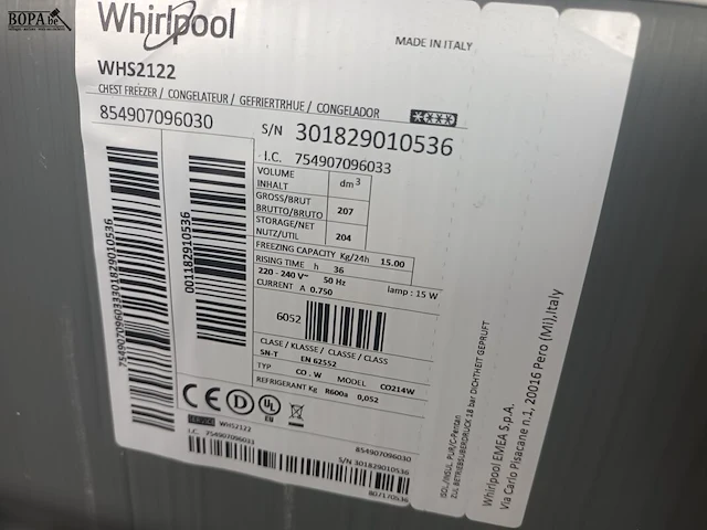 Lot 79 - diepvrieskist whirlpool - afbeelding 4 van  4