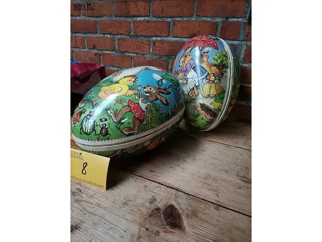 Lot 8 - vintage decoratieve kartonnen paaseieren - afbeelding 4 van  5
