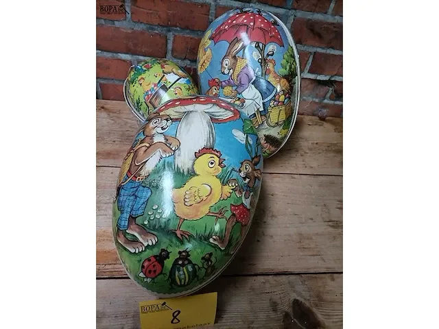 Lot 8 - vintage decoratieve kartonnen paaseieren - afbeelding 5 van  5