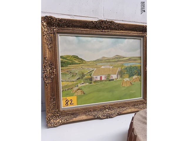 Lot 82 - schilderij landschap met hoeve - afbeelding 1 van  8