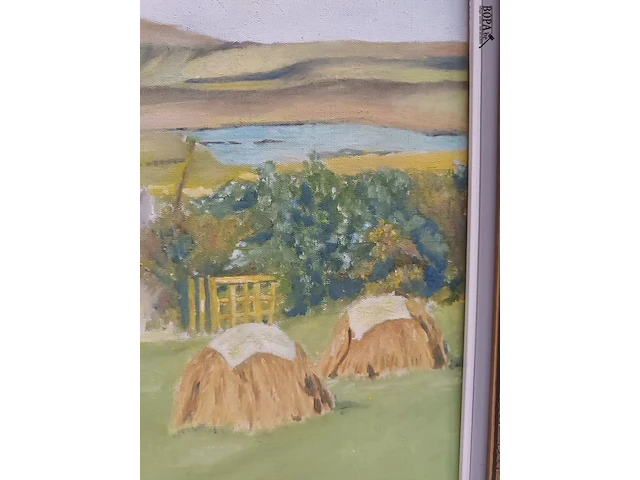 Lot 82 - schilderij landschap met hoeve - afbeelding 5 van  8