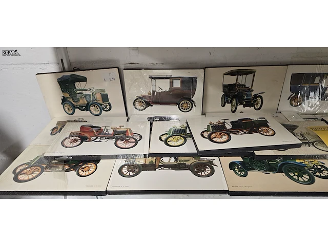 Lot 83 - lot diverse kadertjes met auto's tussen 1854 en 1912 - afbeelding 2 van  4