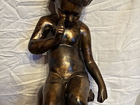 Lot 87 - beeld brons, marmeren voet, forbel, 'de stilte' - afbeelding 2 van  5