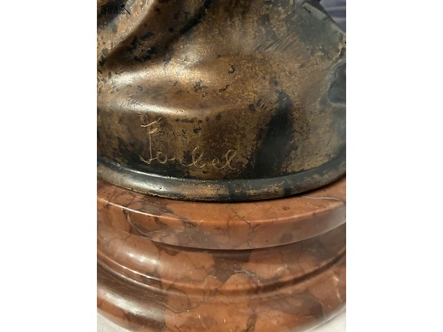 Lot 87 - beeld brons, marmeren voet, forbel, 'de stilte' - afbeelding 5 van  5