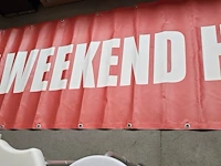 Lot 89 - reclame spandoek tekst 'dit weekend hier rommelmarkt' - afbeelding 3 van  4