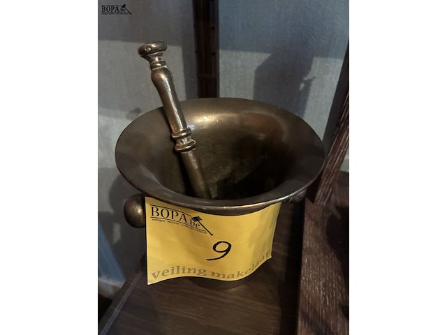 Lot 9 - koperen mortier met stamper in koper - afbeelding 1 van  1