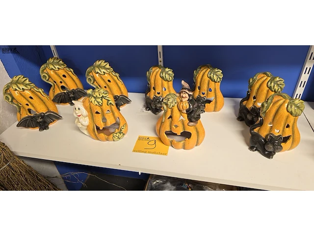 Lot 9 - pompoen kaarsenhouders 9 stuks - afbeelding 1 van  3