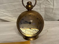 Lot 92 - glazen tafeluurwerk op ringvoet, markur - afbeelding 2 van  5