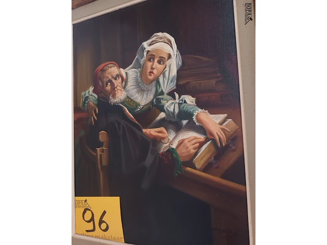 Lot 96 - schilderij man en vrouw - afbeelding 5 van  7