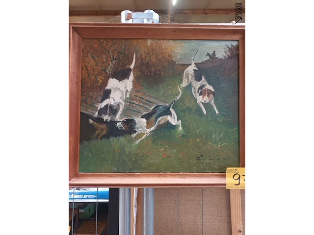 Lot 97 - schilderij honden - afbeelding 1 van  3