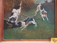 Lot 97 - schilderij honden - afbeelding 1 van  3