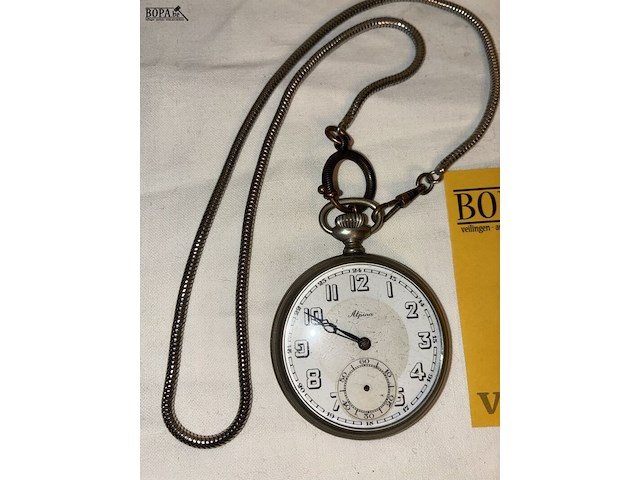 Lot 97 - zakhorloge alpina met ketting - afbeelding 2 van  4