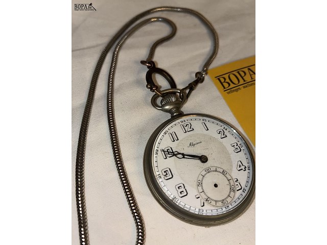 Lot 97 - zakhorloge alpina met ketting - afbeelding 3 van  4