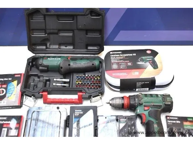 Lot div handgereedschappen parkside, wo accu schroevendraaier, multitool, lot div boren, bits, enz - afbeelding 2 van  4
