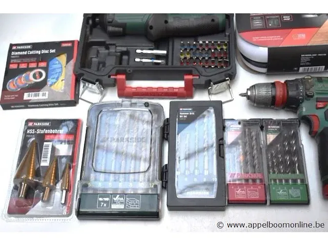 Lot div handgereedschappen parkside, wo accu schroevendraaier, multitool, lot div boren, bits, enz - afbeelding 3 van  4