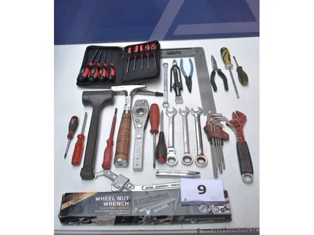 Lot div handgereedschappen wo schroevendraaiers, hamers, inbussleutels, enz - afbeelding 1 van  5