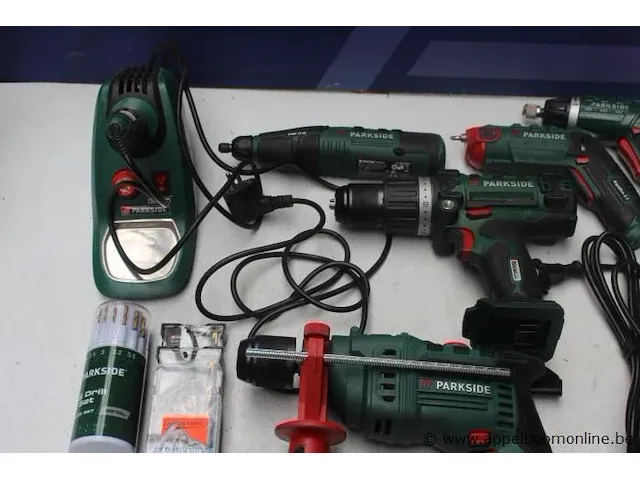 Lot diverse gereedschappen parkside, wo boorhamer, accu boormachine zonder accu, borenset, fijnboorslijpmachine, enz, werking niet gekend - afbeelding 3 van  4