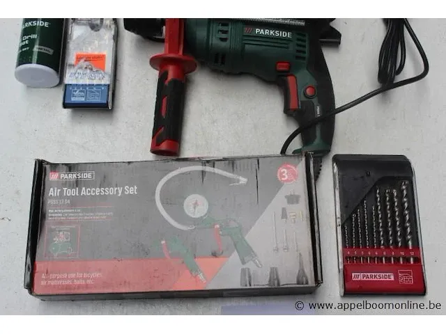 Lot diverse gereedschappen parkside, wo boorhamer, accu boormachine zonder accu, borenset, fijnboorslijpmachine, enz, werking niet gekend - afbeelding 4 van  4