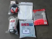 Lot diversen wo protective coverall, werkhandschoenen, oorbeschermers