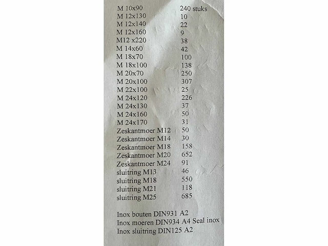 Lot inox bouten,moeren en rondelen bouten, moeren & ringen (4185x) - afbeelding 7 van  15