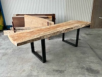 Lot massief hout + boomstamtafel - afbeelding 2 van  6