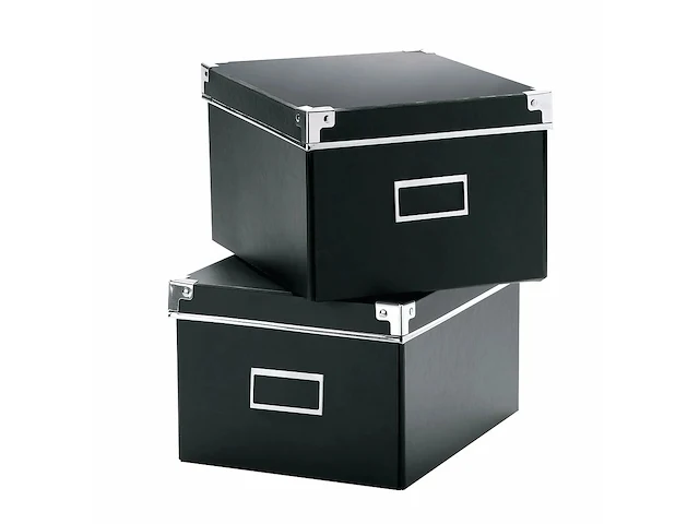 Lot opbergdozen - 9 x 2 stuks - 21 x 26 x h15 cm. - zwart & grijs - afbeelding 1 van  3
