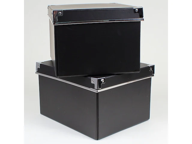 Lot opbergdozen - 9 x 2 stuks - 21 x 26 x h15 cm. - zwart & grijs - afbeelding 3 van  3