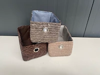 Lot opbergmandjes - 29 stuks - 3 kleuren - 21 x 13 x 11 cm. - afbeelding 1 van  3