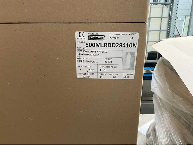 Lot plastieken flessen 500ml wit (3000x) - afbeelding 3 van  5