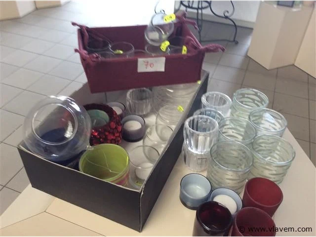 Lot theelichthouders glas - afbeelding 1 van  3