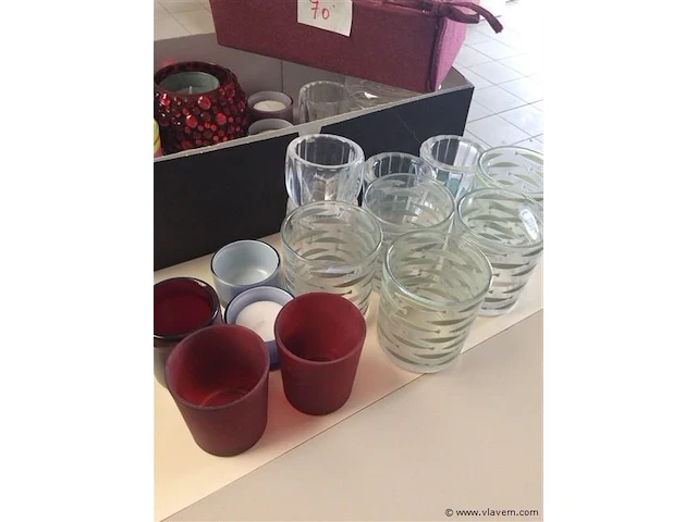 Lot theelichthouders glas - afbeelding 2 van  3