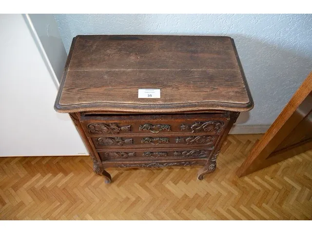 Louis xv ladenkast 3 laden, lichtkleurig houten kast 4 laden - afbeelding 4 van  7