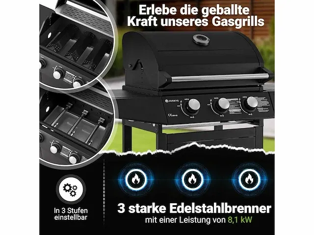 Louisiana gas bbq met 3 branders 8,1 kw - afbeelding 2 van  6