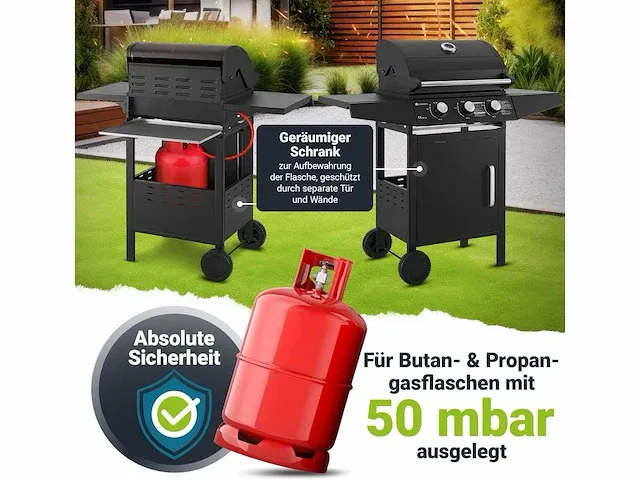 Louisiana gas bbq met 3 branders 8,1 kw - afbeelding 5 van  6