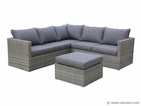 Loungeset 3-delig - lichtbruin wicker + grijze kussens - afbeelding 1 van  2