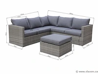 Loungeset 3-delig - lichtbruin wicker + grijze kussens - afbeelding 2 van  2