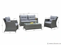 Loungeset 4-delig - antraciet wicker + grijze kussens - afbeelding 3 van  3